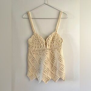 Vintage tao comme des garcons 2005 cream wool crochet top